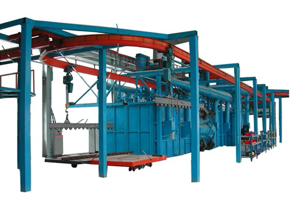 懸鏈?zhǔn)桨l(fā)動機(jī)缸體拋丸機(jī)整機(jī)圖 懸鏈?zhǔn)桨l(fā)動機(jī)缸體拋丸機(jī)整機(jī)圖